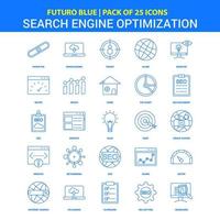 iconos de optimización de motores de búsqueda futuro blue 25 icon pack vector