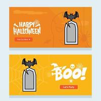 diseño de invitación de halloween feliz con vector de tumba