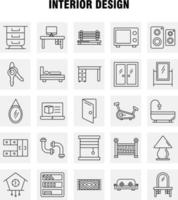 Interior Design Line Icons Set For Infographics Mobile UXUI Kit And Print Design Include Carpet Furniture Household Window Home House Door Entrance Eps 10 Vector