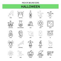 conjunto de iconos de línea de halloween 25 estilo de contorno discontinuo vector