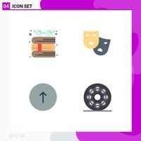 4 Creative Icons Modern Signs and Symbols of book browser reading theater up Editable Vector Design Elements