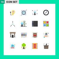 Set of 16 Vector Flat Colors on Grid for connection time stock clock man Editable Pack of Creative Vector Design Elements