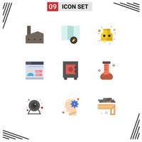 Group of 9 Modern Flat Colors Set for chemical lock life locker design Editable Vector Design Elements