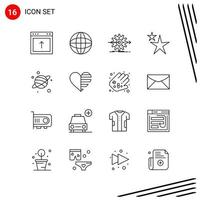 colección de 16 iconos vectoriales en estilo de línea símbolos de contorno perfecto de píxel para signos de icono de línea web y móvil sobre fondo blanco 16 iconos fondo de vector de icono negro creativo