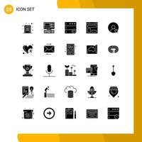 Editable Vector Line Pack of 25 Simple Solid Glyphs of rating website education web layout blog layout Editable Vector Design Elements