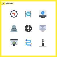 9 Thematic Vector Flat Colors and Editable Symbols of clapper action clapper media usa city Editable Vector Design Elements