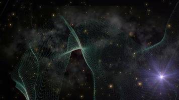 Animation of particles floating in space, colors, stars, background