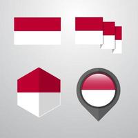 Indonesia flag design set vector