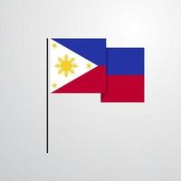 vector de diseño de bandera ondeante de filipinas