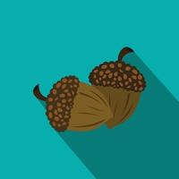 Acorn flat icon with shadow vector