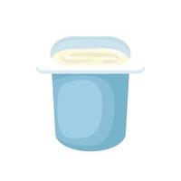 Yogurt in blue plastic cup icon, cartoon style vector