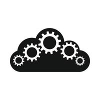 nube con icono de engranajes, estilo simple vector