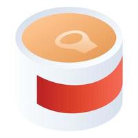 Fish tin can icon, isometric style vector