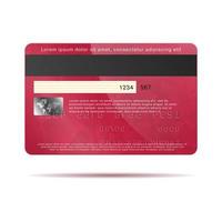 Red credit card back icon, realistic style vector