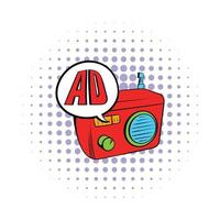 Radio advertising icon, comics style vector