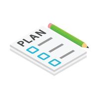 To do list and pencil icon, isometric 3d style vector