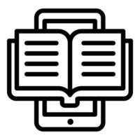 Read smartphone book icon, outline style vector