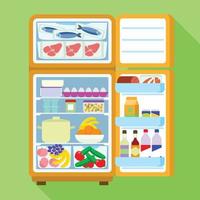 Open full fridge icon, flat style vector