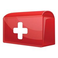 First aid kit icon, cartoon style vector