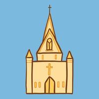 icono de la iglesia catedral, estilo dibujado a mano vector