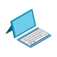 Computer with wireless keyboard icon vector