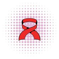 Red ribbon icon, comics style vector