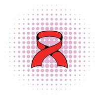 Red ribbon icon, comics style vector