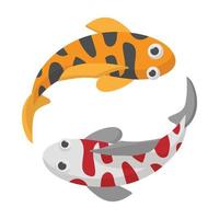 icono de dos peces koi, estilo de dibujos animados vector