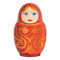 Handmade nesting doll icon, cartoon style vector