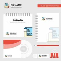 GDPR document on laptop Logo Calendar Template CD Cover Diary and USB Brand Stationary Package Design Vector Template