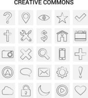 25 Hand Drawn Creative Commons icon set Gray Background Vector Doodle