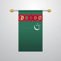 Turkmenistan hanging Flag vector