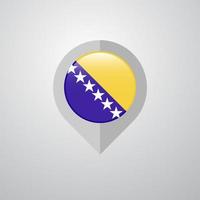 puntero de navegación del mapa con el vector de diseño de la bandera de bosnia y herzegovina