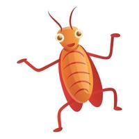Dancing cockroach icon, cartoon style vector