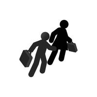 Refugees with suitcase icon, isometric 3d style vector