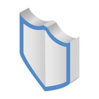 Silver shield isometric 3d icon vector