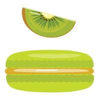 vector de dibujos animados de icono de macarrón de kiwi. postre de comida