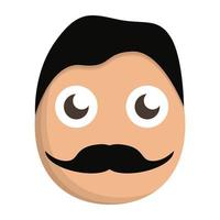 bigote, hombre, cara, icono, caricatura, estilo vector