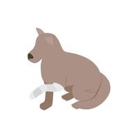 Dog with broken paw icon, isometric 3d style vector