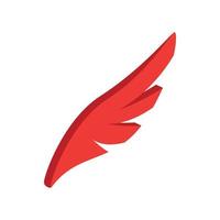 Red simple wing icon, isometric 3d style vector