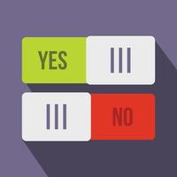 Yes and No button icon, flat style vector