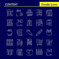 contenido paquete de iconos dibujados a mano para diseñadores y desarrolladores iconos de libro marca de libro contenido contenido bolígrafos contenido de bolsillo vector