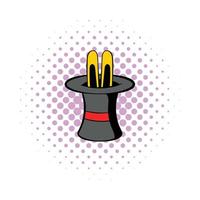 Rabbit appearing from a top magic hat icon vector