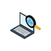 Laptop and magnifying glass icon vector