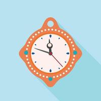 reloj, hora, año nuevo, icono, plano, estilo vector