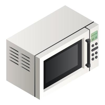 Plastic microwave icon, isometric style
