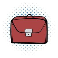 Brown business briefcase comics icon vector