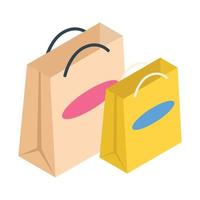 Shopping bags isometric 3d icon vector