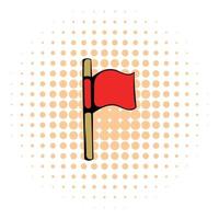 icono de bandera roja, estilo comics vector