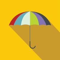 Open colorful umbrella icon, flat style vector